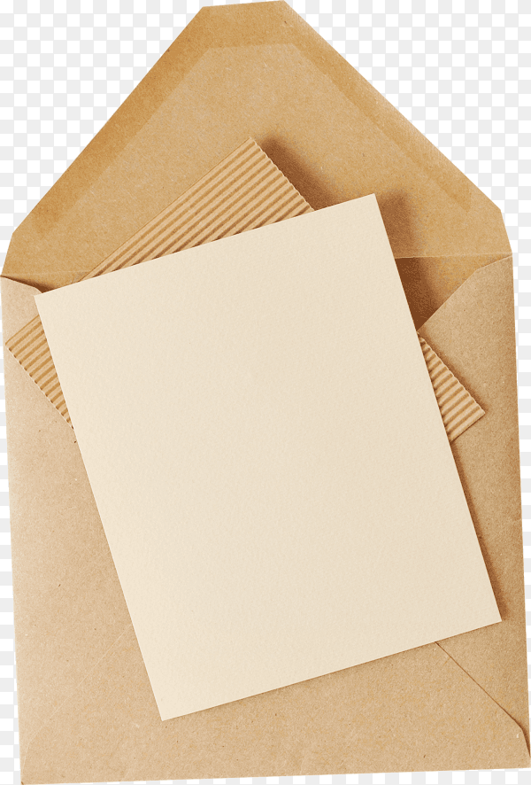 Brown kraft envelope document isolated on transparent background PNG