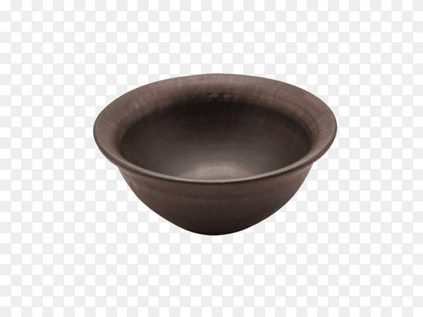 Ceramic empty brown bowl isolated on transparent background PNG