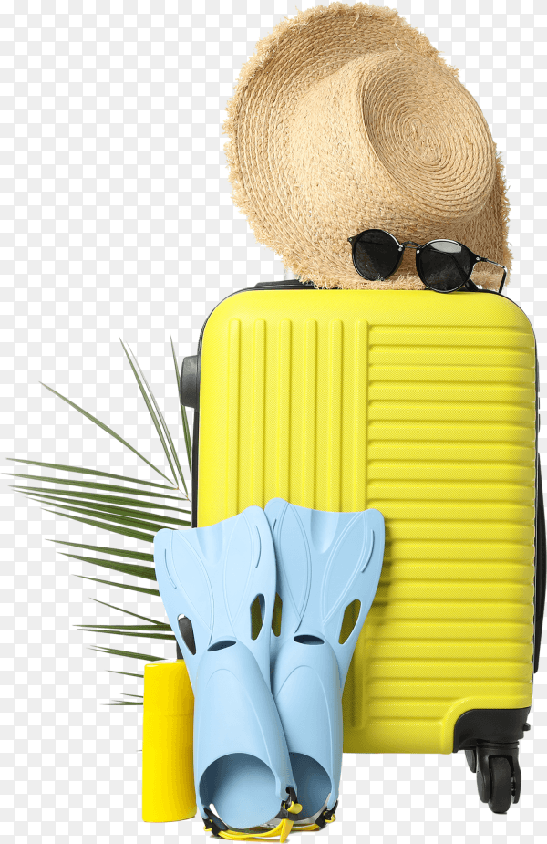 Composition with travel bag isolated on transparent background PNG