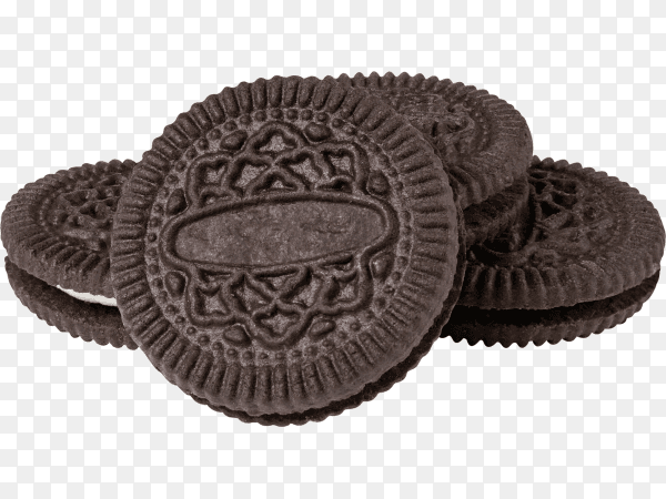 Cookies and cream of chocolate flavor in pieces of outside crust isolated on transparent background PNG