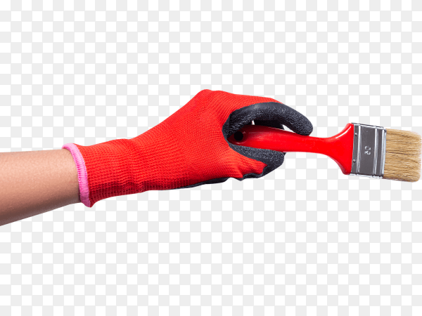 Decorator holding painting brush on transparent background PNG