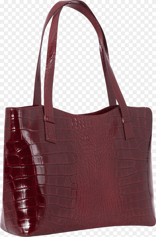 Expensive red female leather bag on a handle isolated on transparent background PNG