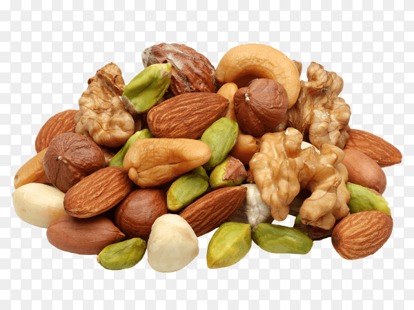 Fresh mixed nuts on transparent background PNG