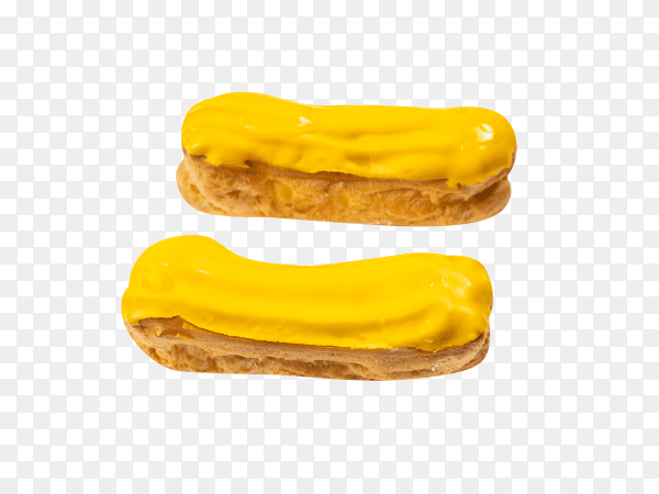 Fresh tasty eclairs isolated on transparent background PNG