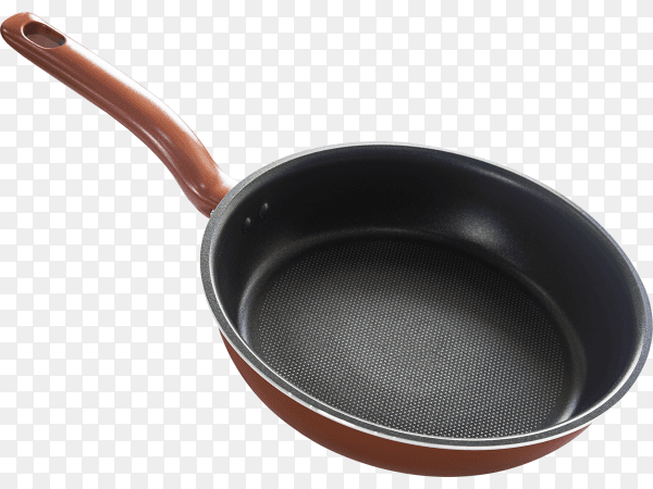 Frying pan in red color isolated on transparent background PNG