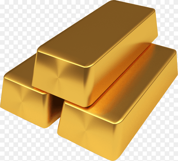 Gold bullion isolated on transparent background PNG