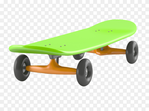 Green skateboard isolated on transparent background PNG
