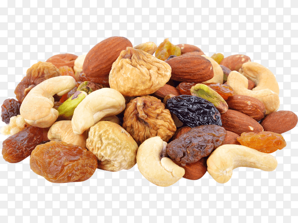 Group of tasty nuts isolated on transparent background PNG