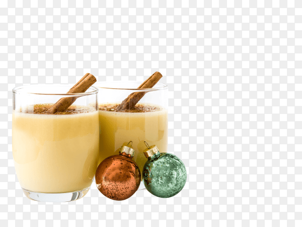 Homemade eggnog with cinnamon isolated on transparet background PNG