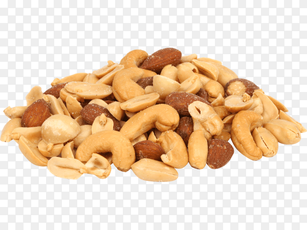 Mixed nuts on transparent background PNG