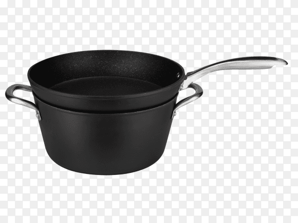 New black pans isolated on transparent background PNG