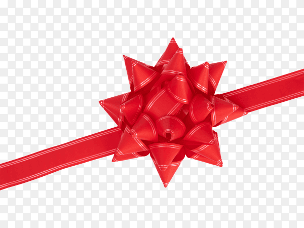 Red bow from red decorative paper isolated on transparent background PNG