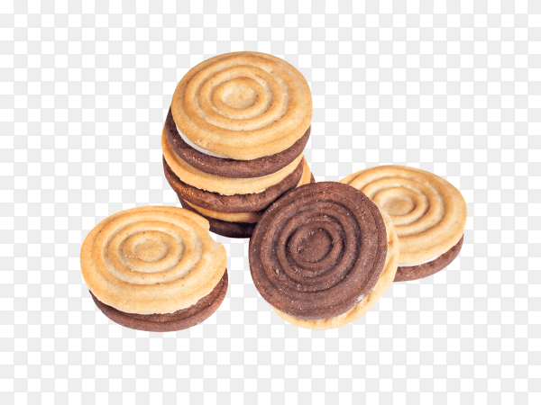 Round delicious biscuits isolated on transparent background PNG
