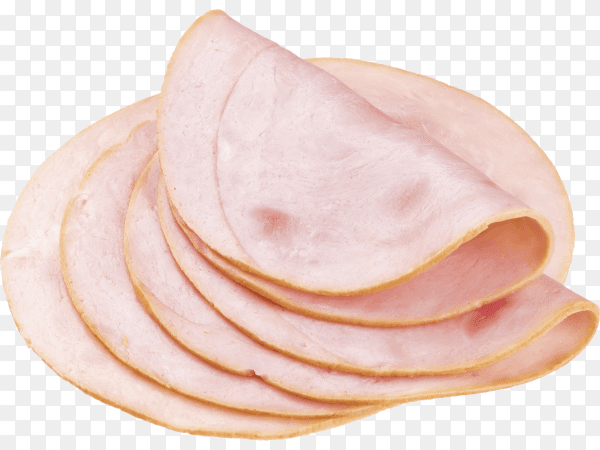 Sliced smoked ham isolated on transparent background PNG