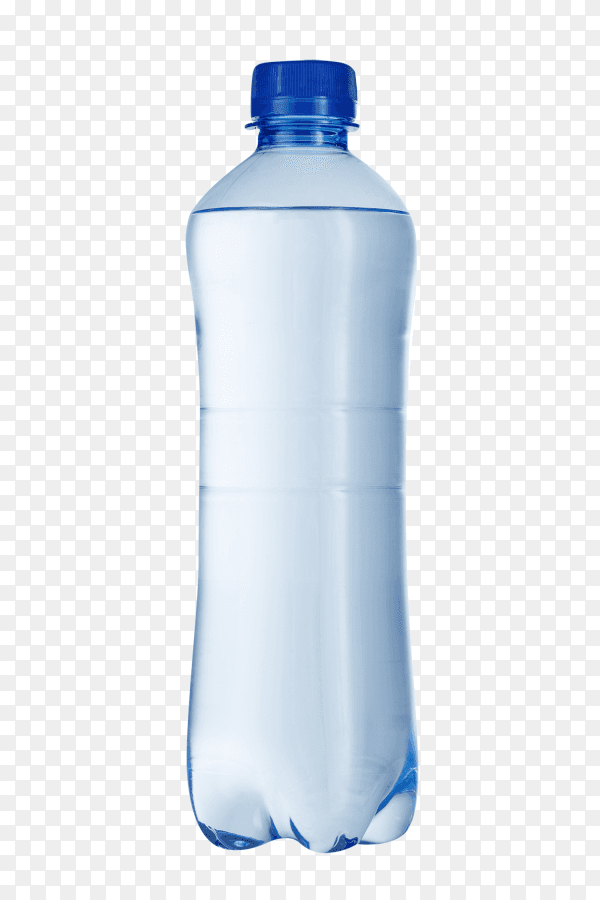 Small bottle of mineral water in plastic isolated on transparent background PNG