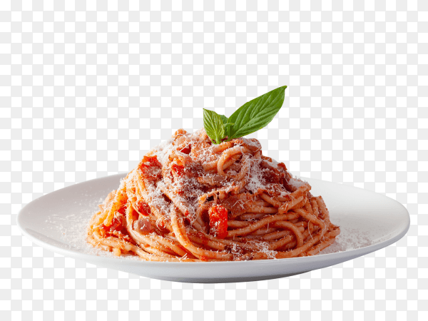 Spaghetti in dish isolated on transparent background PNG