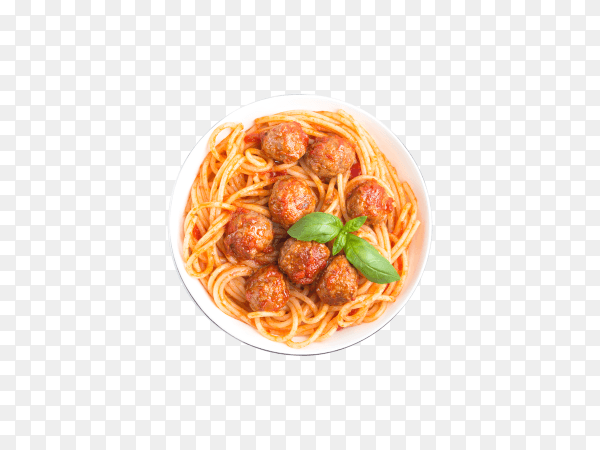 Spaghetti with meatballs isolated on transparent background PNG