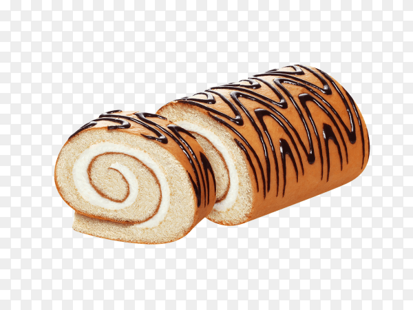 Sponge cake roll isolated on transparent background PNG