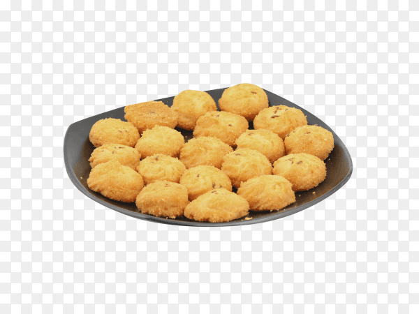 Tasty biscuits in plate isolated on transparent background PNG