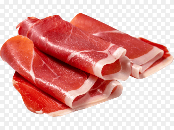Thinly sliced jamon isolated on transparent background PNG