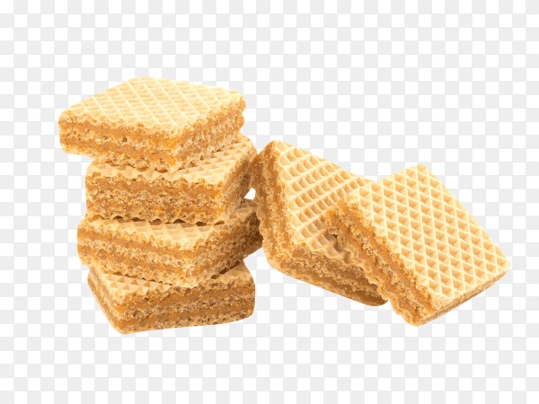 Wafers or honeycomb waffles isolated on transparent background PNG
