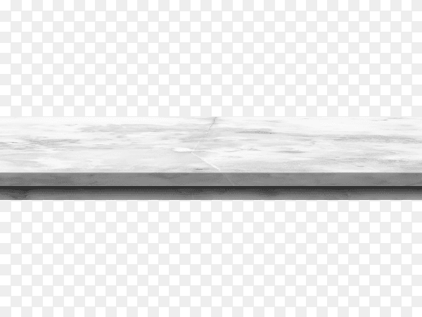 White marble stone table top isolated on transparent background PNG