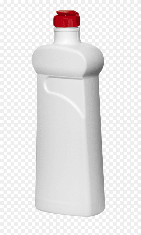 White plastic bottle with red cover isolated on transparent background PNG