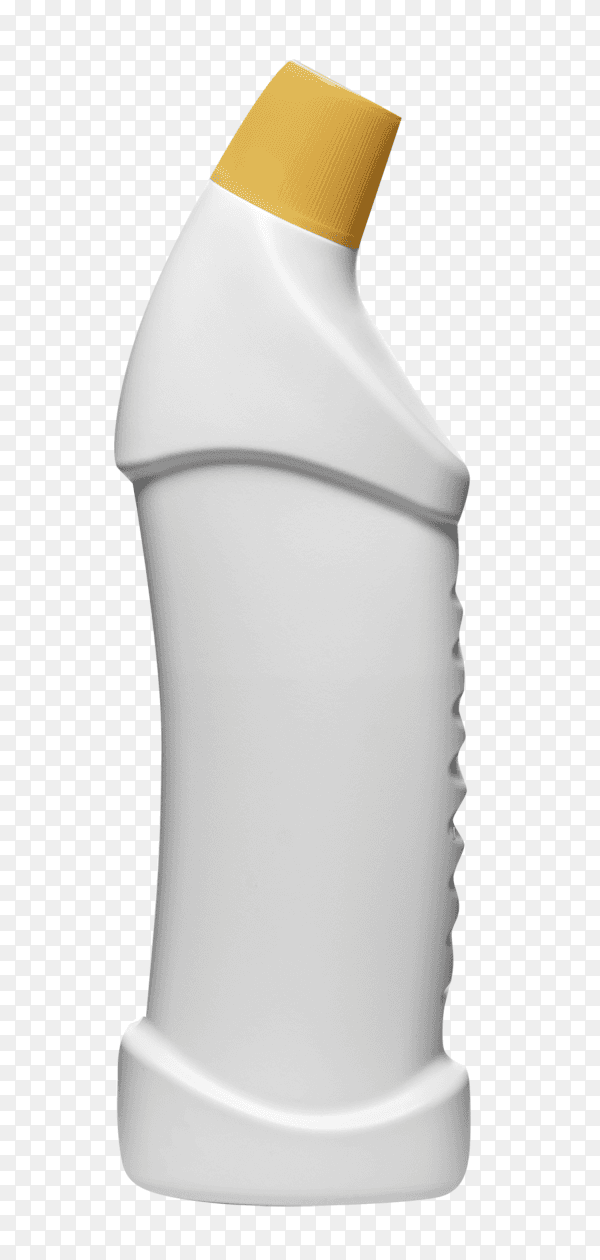 White plastic bottle with yellow cover isolated on transparent background PNG