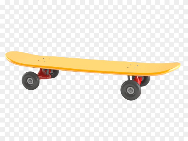 Yellow skateboard isolated on transparent background PNG