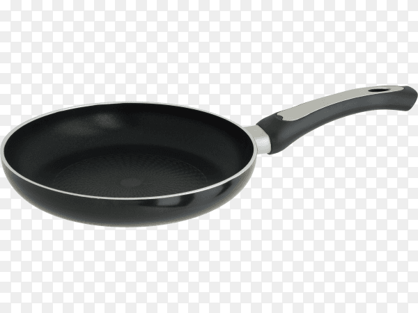 Black Frying pan with nonstick coating isolated on transparent background PNG