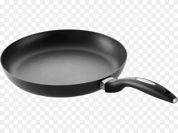 Black and Metal Stainless Steel Frypan on transparent background PNG