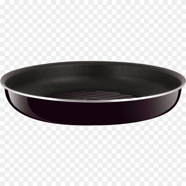 Black empty frying pan isolated on transparent background PNG