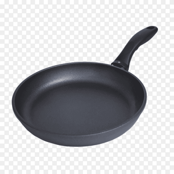 Black frying pan isolated on transparent background PNG