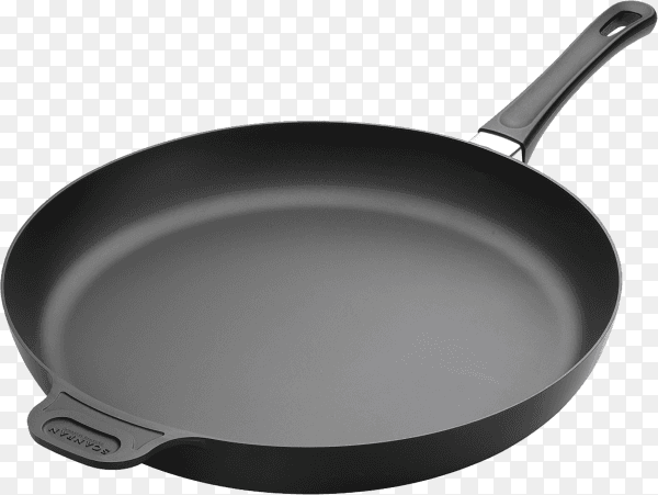 Black iron pan on transparent backhround PNG