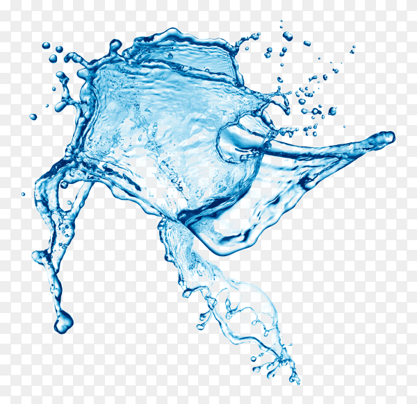 Blue water liquid splash isolated on transparent background PNG