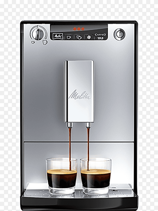 Coffee machine filling a cup on transparent background PNG