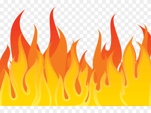 Fire flames hand drawn on transparent background PNG