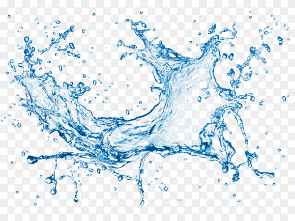 Fresh clean water splash with drops on transparent background PNG