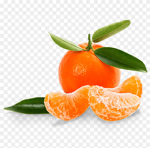 Fresh seasonal tangerines isolated on transparent background PNG