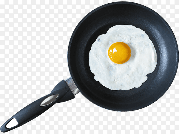 Fried Egg in a frying pan on transparent background PNG