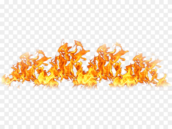 Glowing fire flame isolated on transparent background PNG