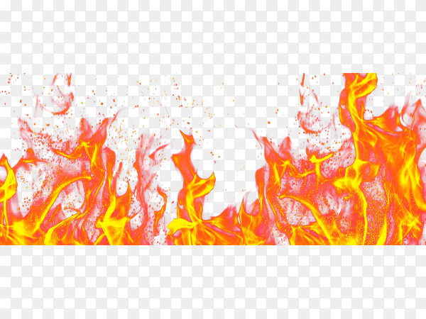 Glowing fire flame on transparent background PNG