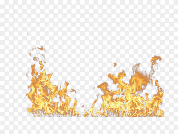 Isolated fire flmaes on transparent background PNG