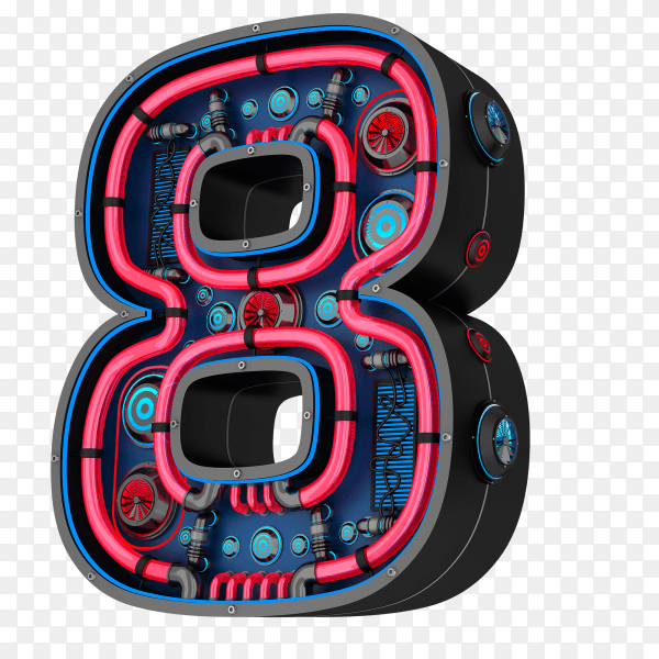 Number eight with simple geometry shape on transparent background PNG