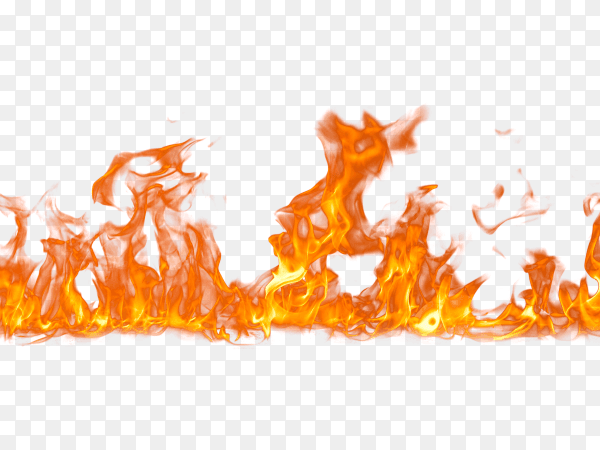 Orange fire flame isolated on transparent background PNG