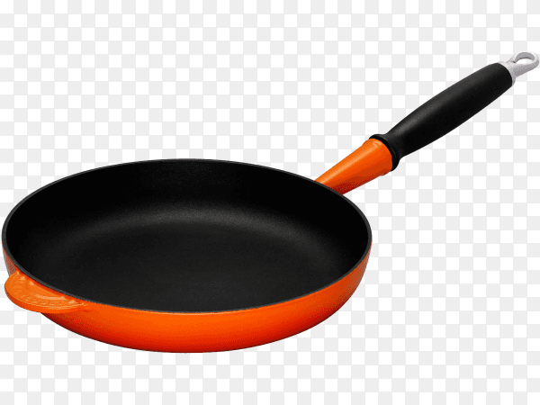 Orange iron pan isolated on transparent background PNG