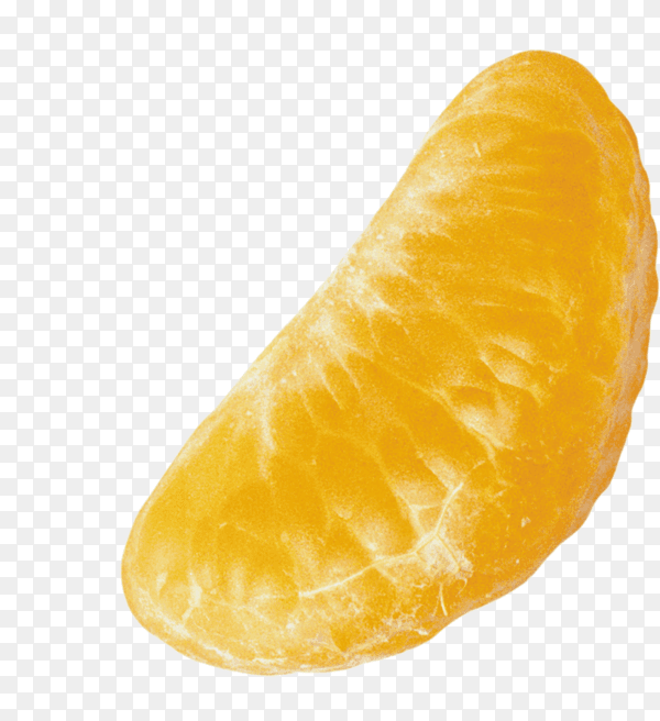 Peeled tangerine slice without membrane isolated on transparent background PNG