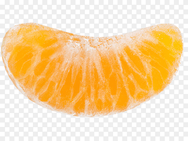 Peeled tangerine slice without membrane on transparent background PNG