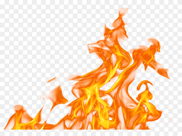 Realistic burning fire flames on transparent background PNG