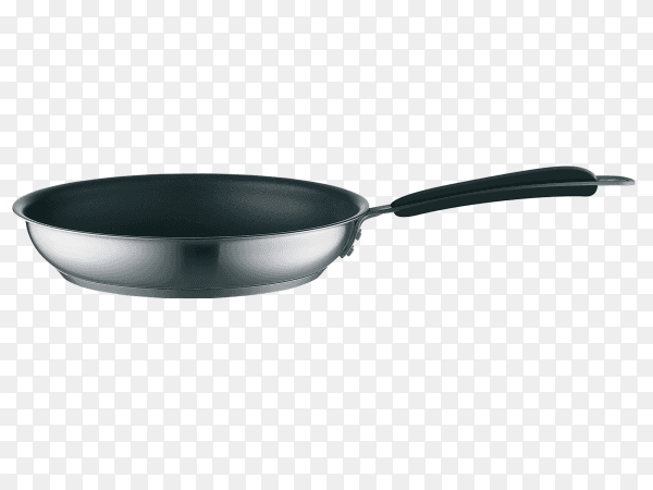 Black frying pan with a non-stick coating isolated on transparent background PNG